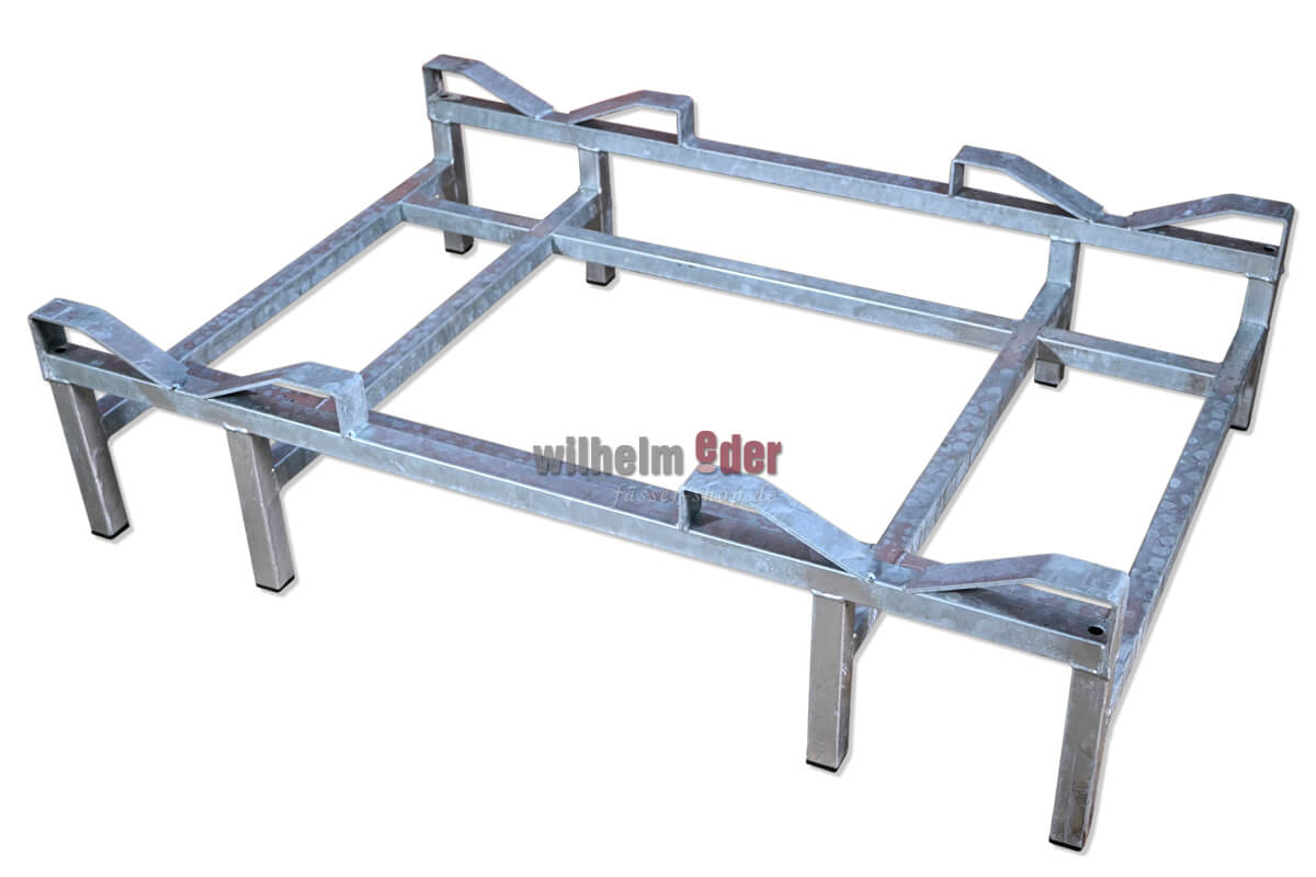 Bodenlager aus feuerverzinktem Metall für 2 Fässer 225/228 l