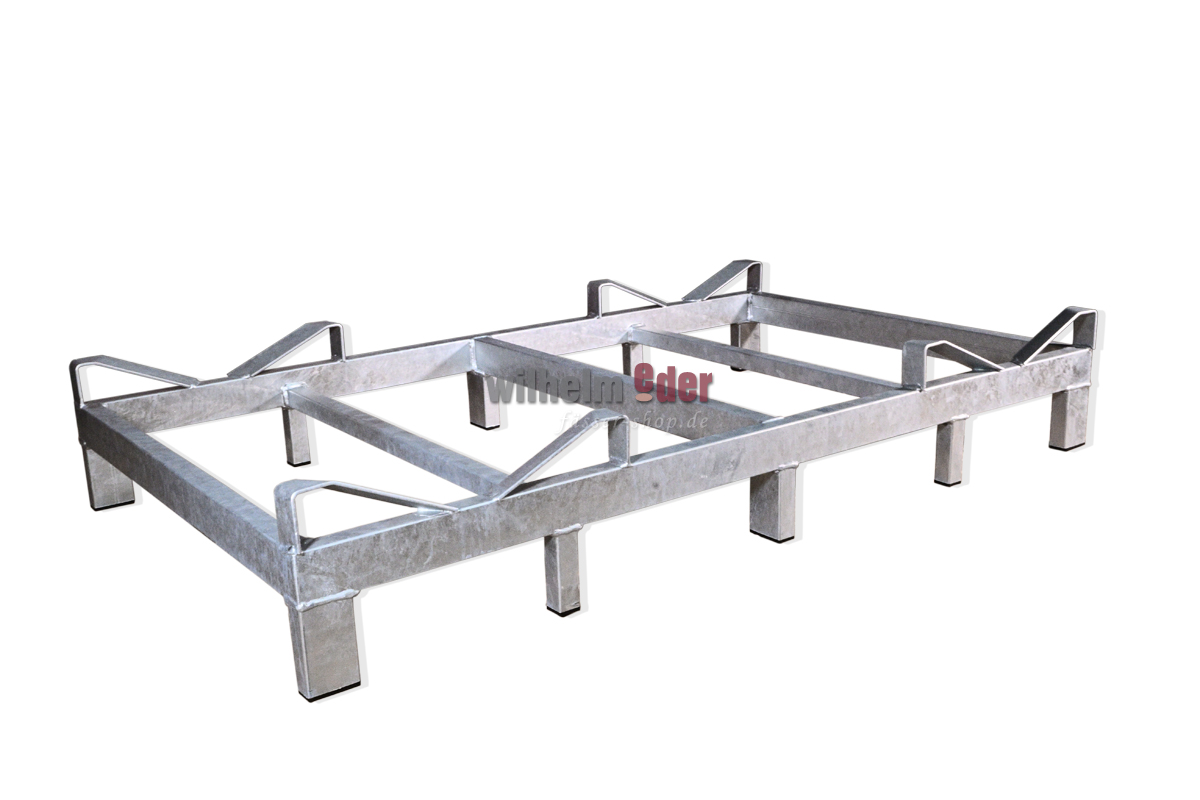 Bodenlager aus feuerverzinktem Metall für 2 Fässer 500 l