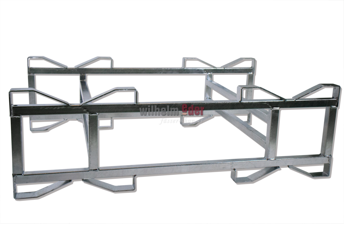 Kombilager aus feuerverzinktem Metall für 2 Fässer 225/228 l