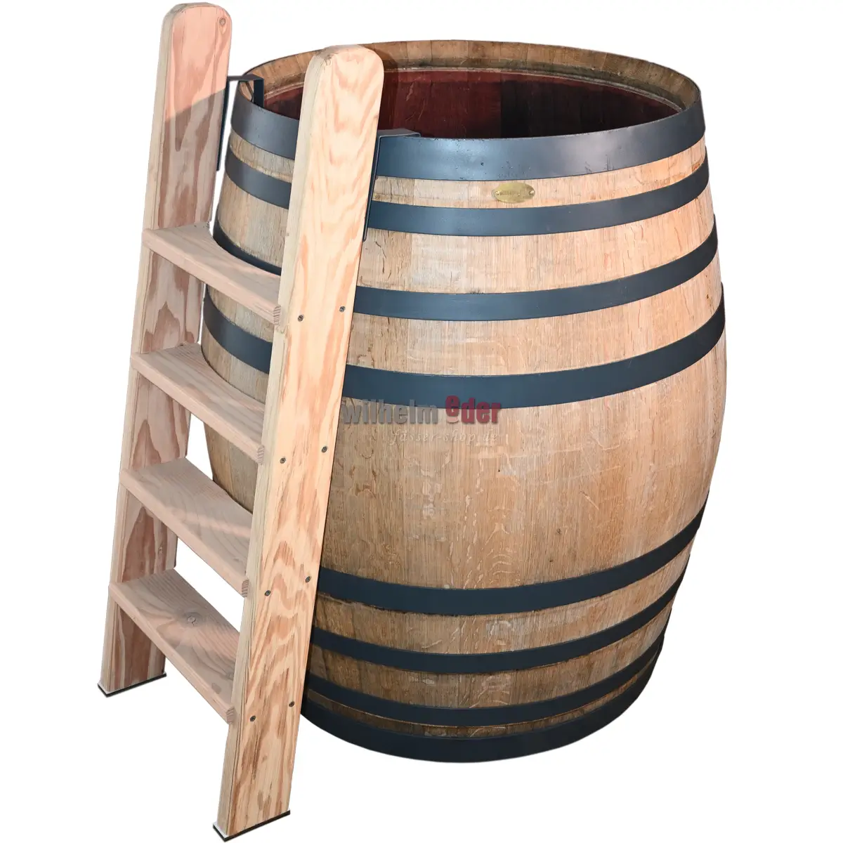 Badefass_set_mit_treppe_aud-Sitz_eisbaden_regentonne_reifen_dunkelgrau_1 Badefass 400 l mit Einstiegsleiter und Sitzbank